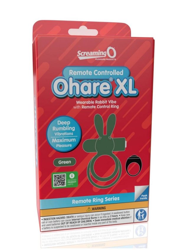 Screaming O Ohare XL Rechargeable Silicone Vibrating Cock Ring with Remote Control -  Green