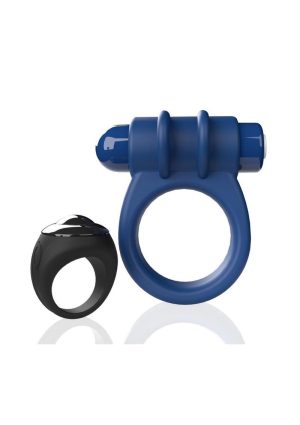 Screaming O Switch Silicone Rechargeable Vibrating Ring with Remote Control - Blue