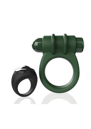 Screaming O Switch Silicone Rechargeable Vibrating Ring with Remote Control - Green