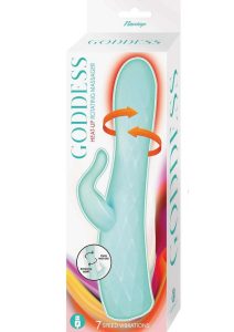Goddess Heat Up Rotating Rechargeable Silicone Rabbit Vibrator  - Aqua