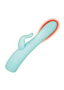Goddess Heat Up Rotating Rechargeable Silicone Rabbit Vibrator  - Aqua
