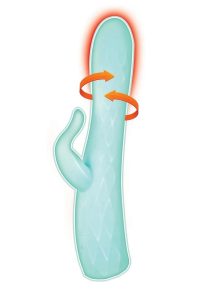 Goddess Heat Up Rotating Rechargeable Silicone Rabbit Vibrator  - Aqua