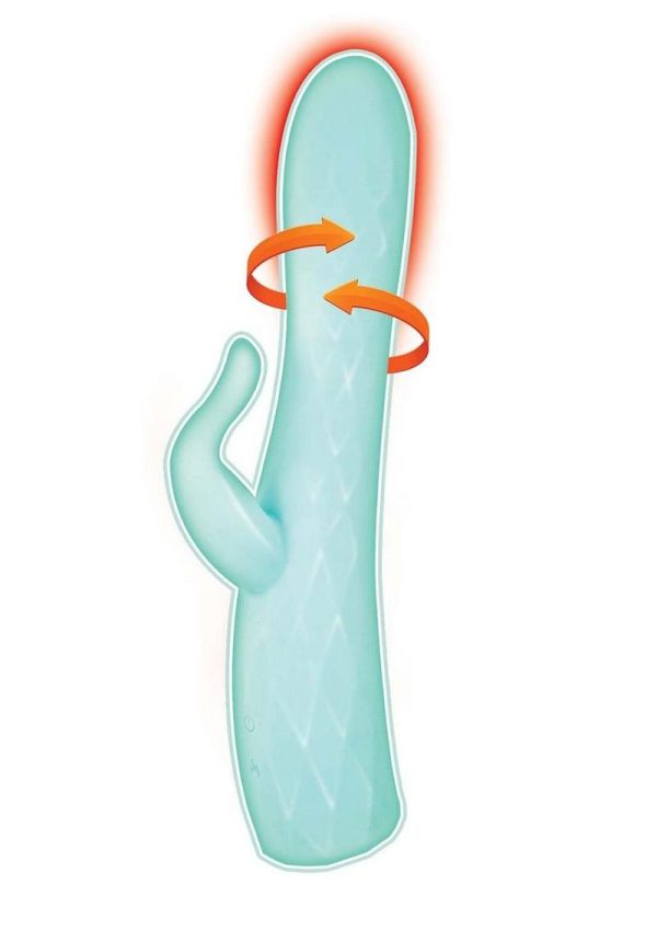 Goddess Heat Up Rotating Rechargeable Silicone Rabbit Vibrator  - Aqua