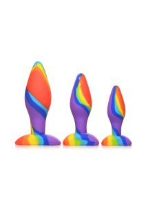 Simply Sweet Rainbow Silicone Butt Plug Set (3 Piece) - Multicolor