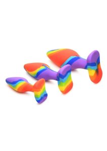 Simply Sweet Rainbow Silicone Butt Plug Set (3 Piece) - Multicolor