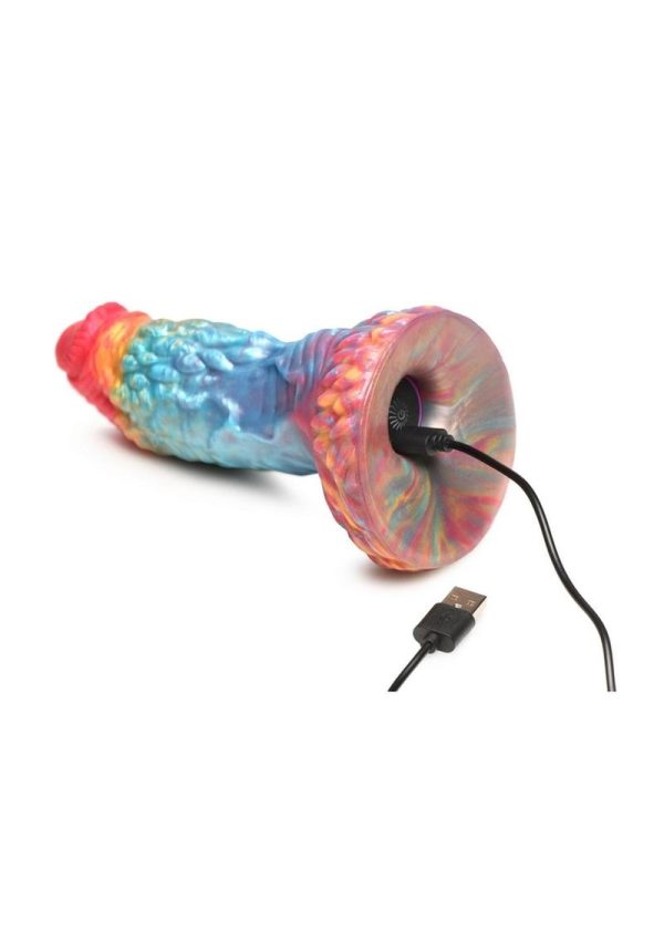 Creature Cocks Phoenix Vibrating Rechargeable Silicone Dildo with Remote Control - Rainbow
