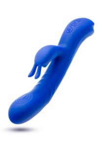 Blush Collection Harper Rechargeable Silicone Rabbit Vibrator - Midnight Blue