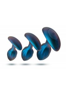 Anal Adventures Matrix Cosmos Plug Kit Silicone Anal Plug Set with Remote Control - Lunar Blue