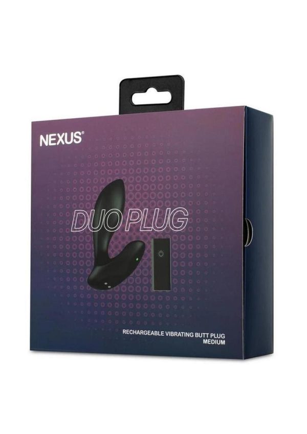 Nexus Duo Rechargeable Silicone Butt Plug with Remote Control - Medium - Black