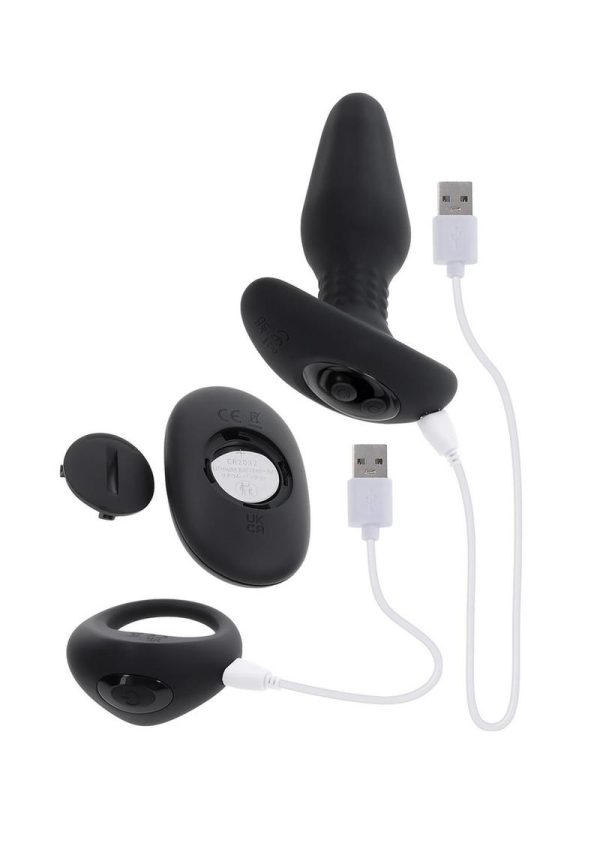 Gender X Teamwork Rechargeable Silicone Anal Plug with Remote Control - Black