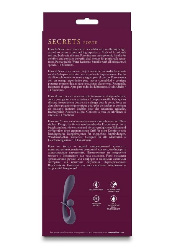 Secrets Forte Rechargeable Silicone Rabbit Vibrator - Purple