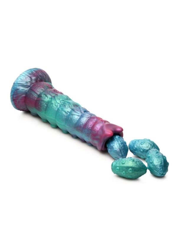 Creature Cock Galactic Breeder Ovipositor Silicone Dildo - Red/Teal/Blue