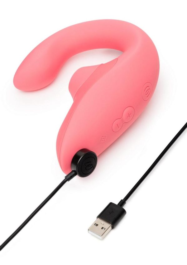 Womanizer Blend Rechargeable Silicone Vibrator with Clitoral Stimulator - Vibrant Rose