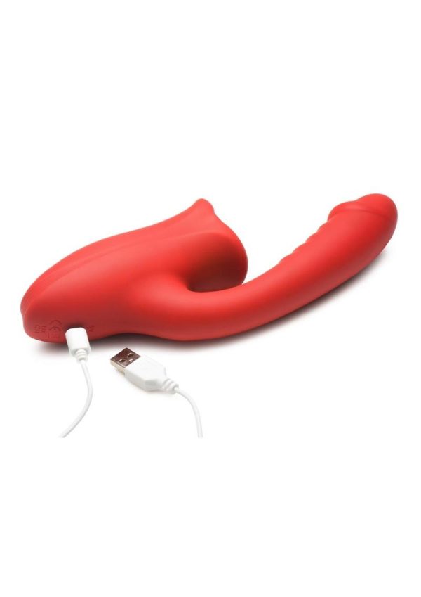 Lickgasm Deep Kiss Kissing Rechargeable Silicone Rabbit Vibrator - Red