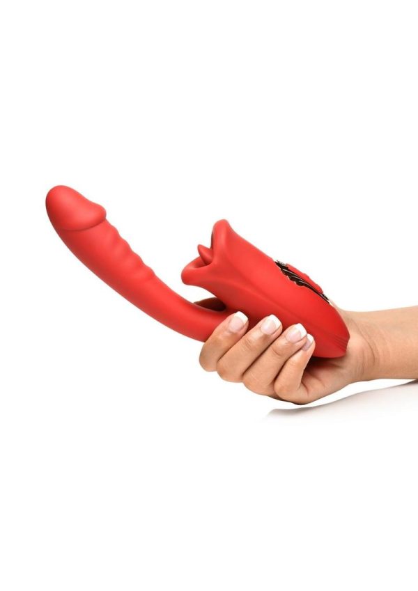 Lickgasm Deep Kiss Kissing Rechargeable Silicone Rabbit Vibrator - Red
