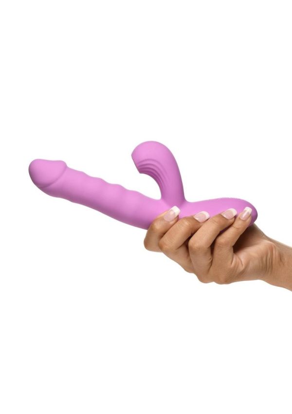 Shegasm + Thrust Wave Thrusting and Sucking Rechargeable Silicone Rabbit Vibrator - Purple