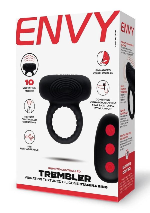 Envy Toys Trembler Vibrating Rechargeable Silicone Stamina Ring with Remote Control - Black