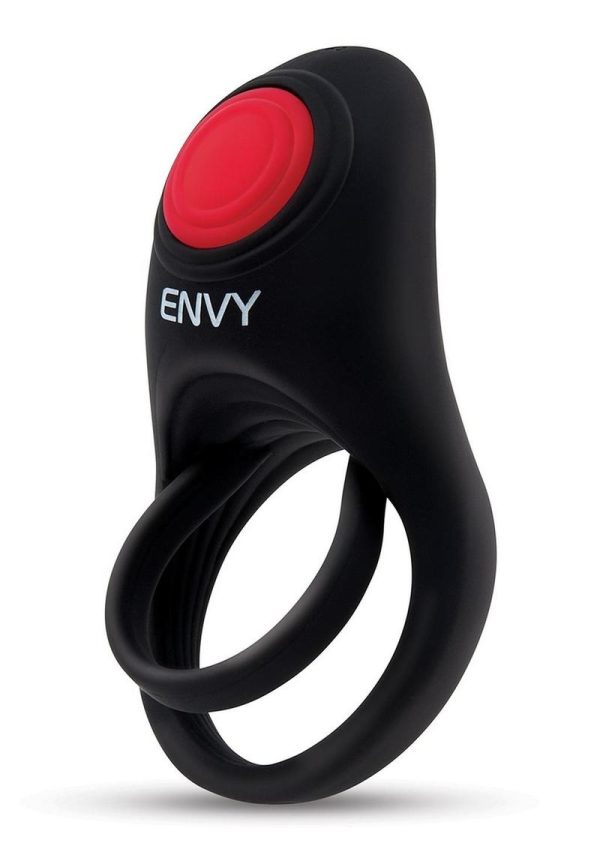 Envy Toys Bullseye Vibrating Rechargeable Silicone Dual Stamina Ring with Remote Control - Black