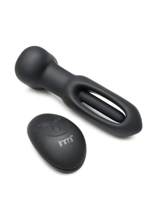 Flickers Bum Flick Flicking and Vibrating Rechargeable Silicone Butt Plug with Remote Control - Black