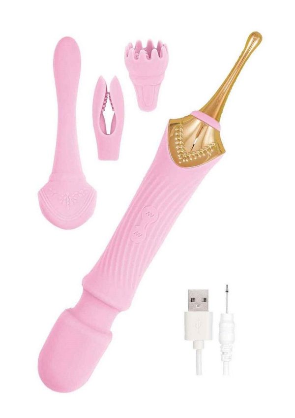 Goddess Pink Elegance Rechargeable Silicone Duel End Vibrator - Pink