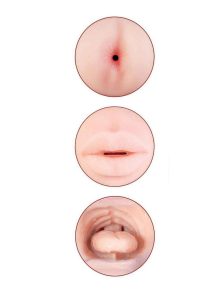Delite Two Ways Mouth and Ass Masturbator - Vanilla/Blue