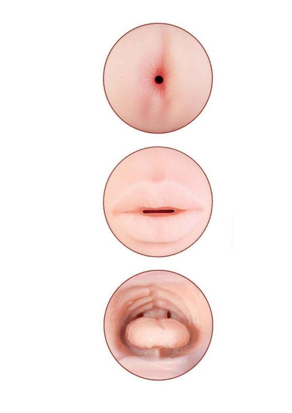 Delite Two Ways Mouth and Ass Masturbator - Vanilla/Blue