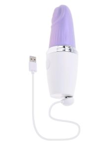Playboy Getaway Rechargeable Silicone Lipstick Vibrator - White/Lavender