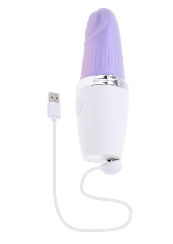 Playboy Getaway Rechargeable Silicone Lipstick Vibrator - White/Lavender