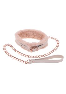 Sex and Mischief Peaches n CreaMe Fur Collar andamp; Leash - Ivory/Rose Gold