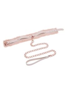 Sex and Mischief Peaches n CreaMe Fur Collar andamp; Leash - Ivory/Rose Gold