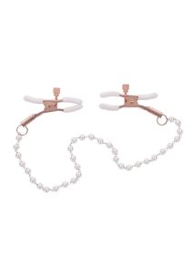 Sex and Mischief Peaches `n CreaMe Pearl Nipple Clamps - Ivory/Rose Gold