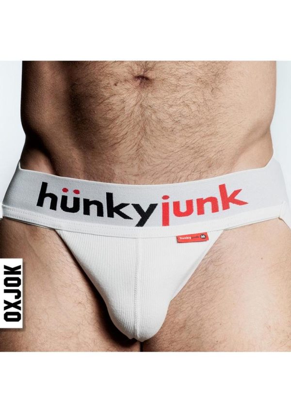 Hunker Comfy Pouch Slider-Strap Jock - White Snow - Large