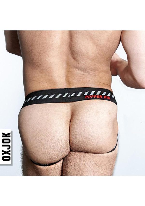 Popper Jock 3D Rubber Huffer Jock - Black/Red - XLarge