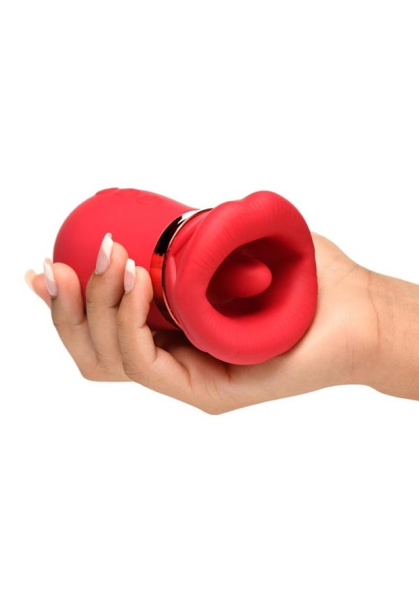 Sucking and Vibrating Rechargeable Silicone Clitoral Vibrator - Red