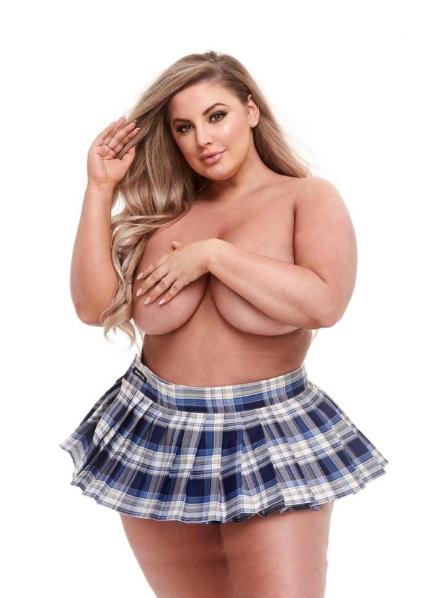 Teacher`s Pet Standard Plaid Schoolgirl Skirt - XLarge - Blue