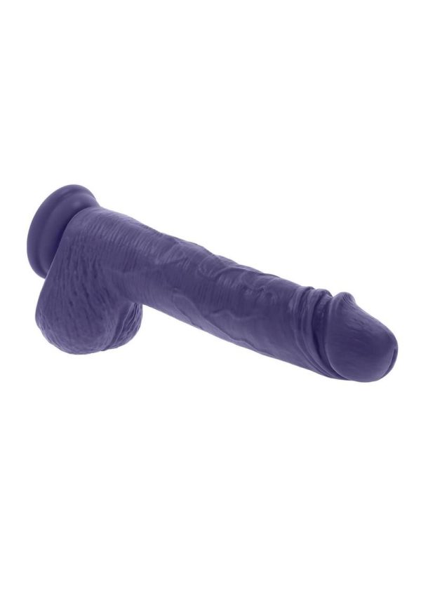 Pleasure Rider Rechargeable Silicone Thrusting Vibrating Dildo with Remote Control - Purple