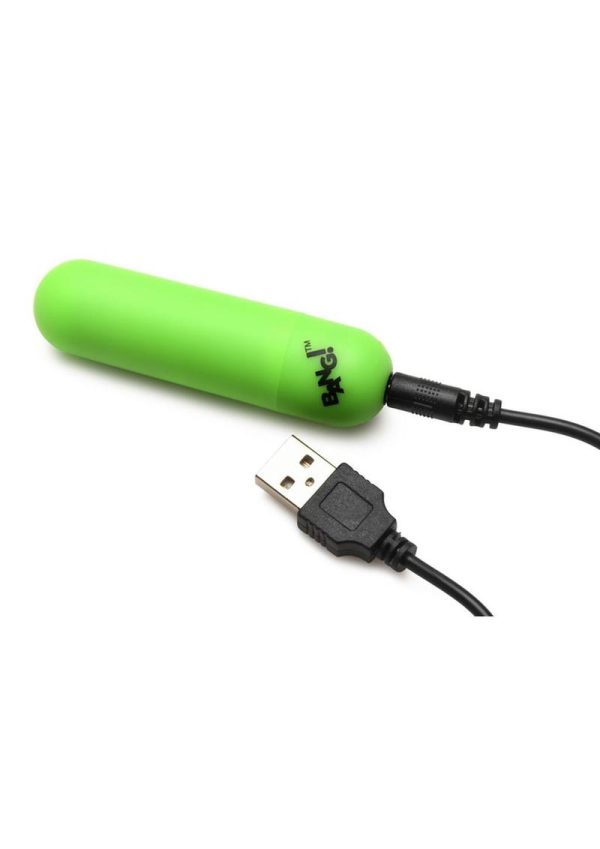 Bang! 28X Glow in The Dark Rechargeable Silicone Cock Ring with Remote Control - Green