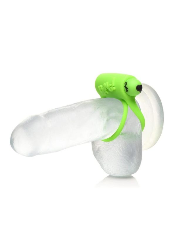 Bang! 28X Glow in The Dark Rechargeable Silicone Cock Ring with Remote Control - Green