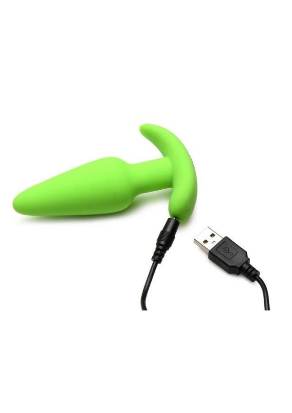 Bang! 21X Glow in The Dark Rechargeable Silicone Butt Plug with Remote Control - Green