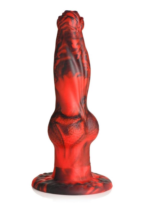 Creature Cocks Hell Wolf Silicone Rechargeable Thrusting and Vibrating Dildo - Red/Black