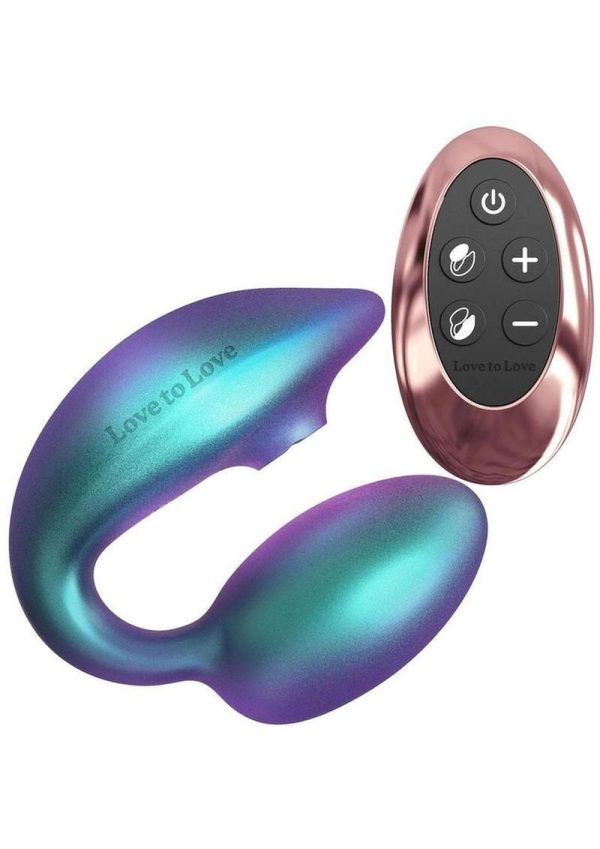 Love to Love Wonderlover Rechargeable Silicone Dual Vibrator with Remote Control - Iridescent Turquoise