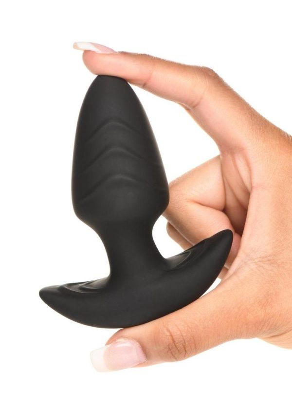 Bang! Rotating Vibrating Rechargeable Silicone Butt Plug with Remote Control - Black