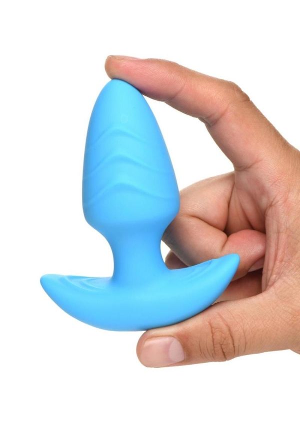 Bang! Rotating Vibrating Rechargeable Silicone Butt Plug with Remote Control - Blue