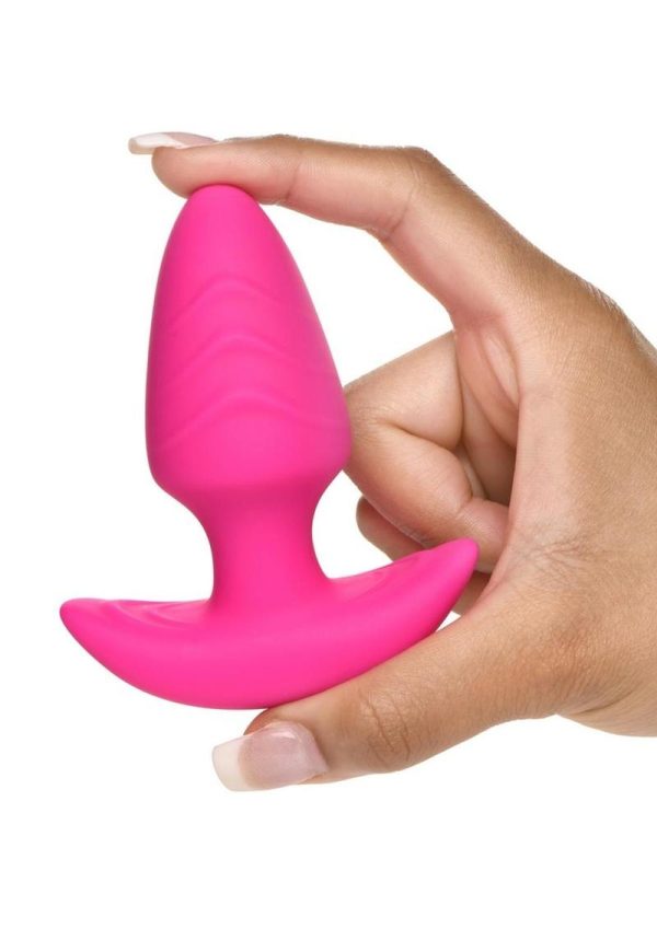 Bang! Rotating Vibrating Rechargeable Silicone Butt Plug with Remote Control - Pink