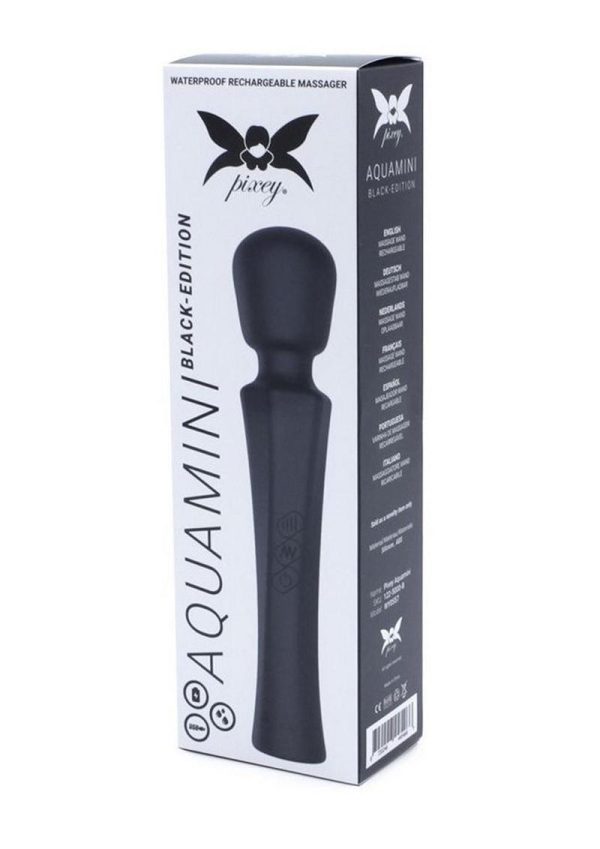 Pixey Aquamini Rechargeable Silicone Body Wand - Black Edition