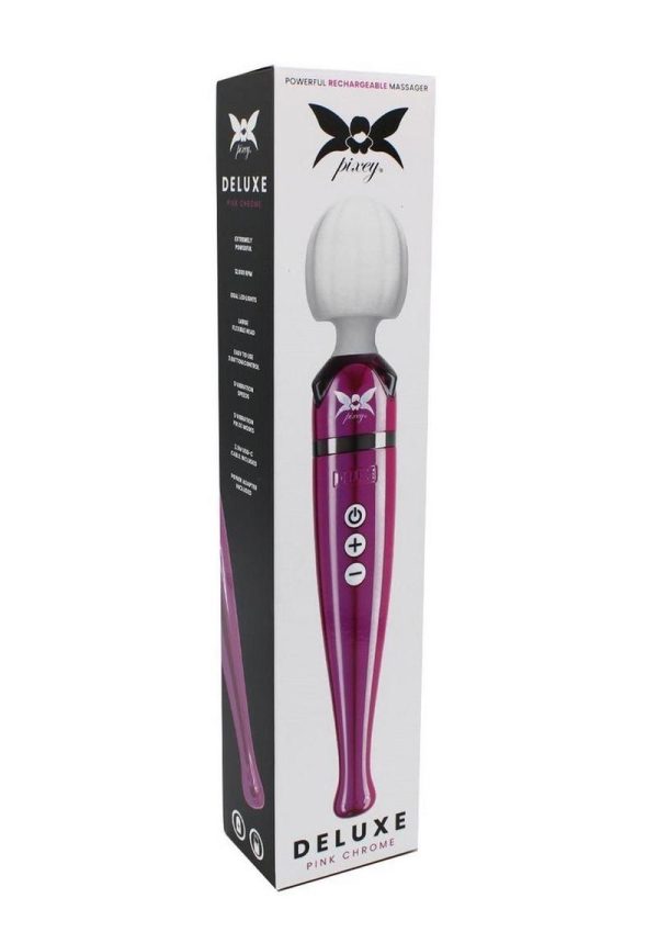 Pixey Deluxe Rechargeable Wand - Pink Chrome