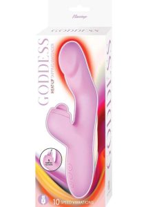 Goddess Heat Up Rechargeable Silicone Tapping Rabbit Vibrator - Lavender