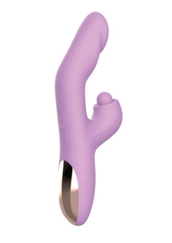 Goddess Heat Up Rechargeable Silicone Tapping Rabbit Vibrator - Lavender