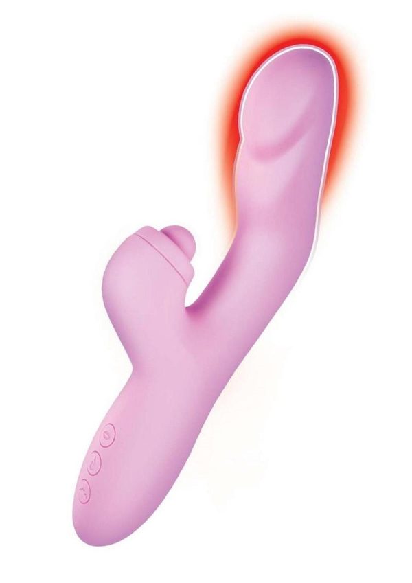 Goddess Heat Up Rechargeable Silicone Tapping Rabbit Vibrator - Lavender
