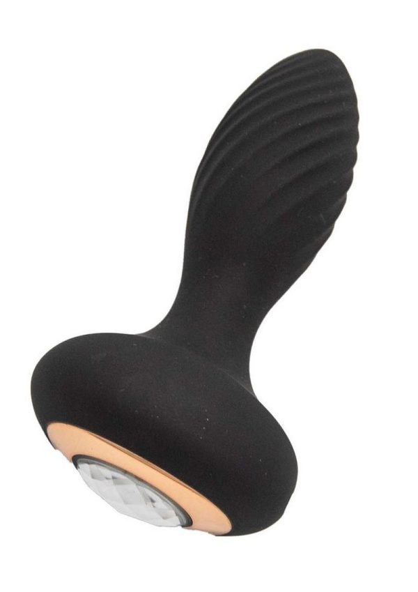Goddess Diamond Vibrating Rechargeable Silicone Plug - Black